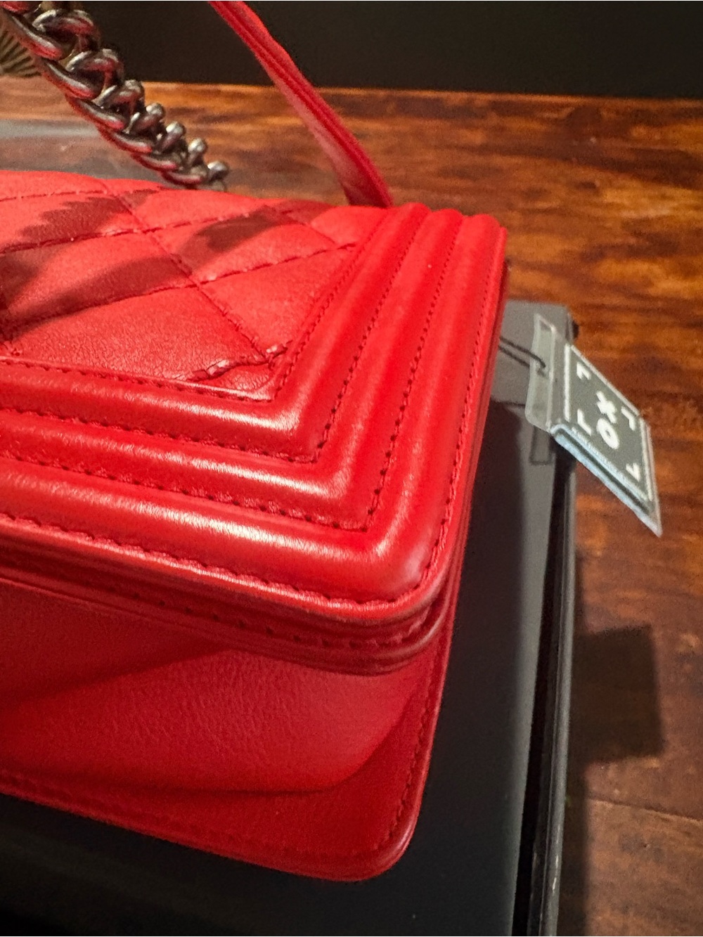 Chanel Red Quilted leBoy Chain Shoulder Bag - Picture 8 of 14